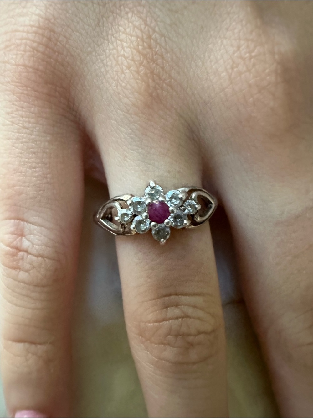 Graziano 925 Sterling Silver Ruby And Diamond Floral Ring - Women's Jewelry